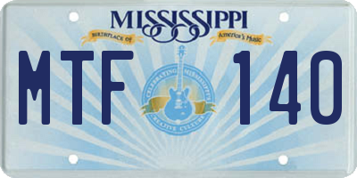 MS license plate MTF140