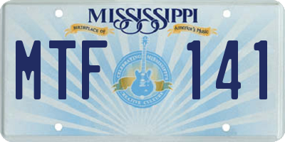 MS license plate MTF141