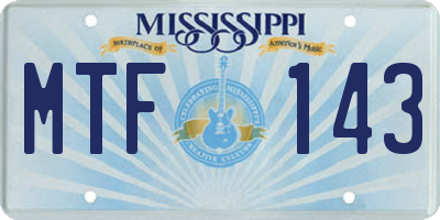 MS license plate MTF143