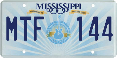 MS license plate MTF144