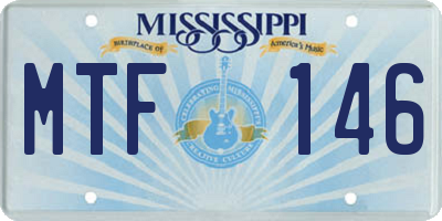 MS license plate MTF146