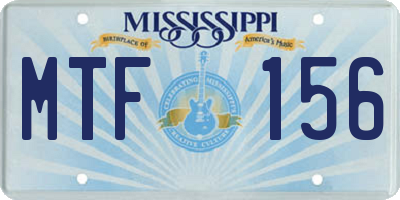 MS license plate MTF156