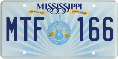 MS license plate MTF166