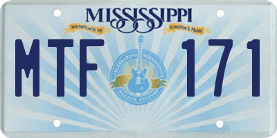 MS license plate MTF171
