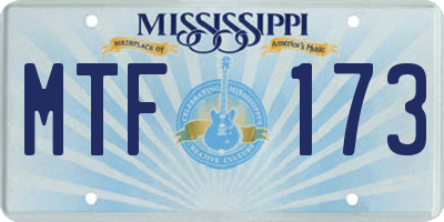 MS license plate MTF173