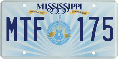 MS license plate MTF175