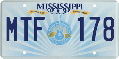 MS license plate MTF178