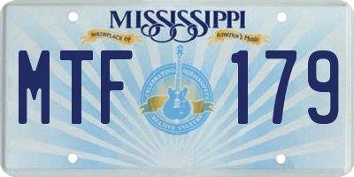 MS license plate MTF179