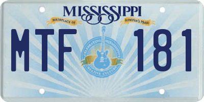 MS license plate MTF181