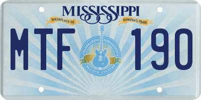 MS license plate MTF190