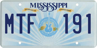 MS license plate MTF191