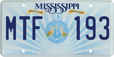 MS license plate MTF193