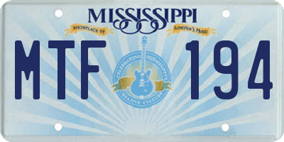 MS license plate MTF194