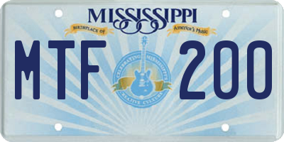MS license plate MTF200