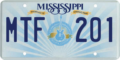 MS license plate MTF201