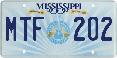 MS license plate MTF202