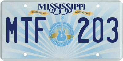 MS license plate MTF203