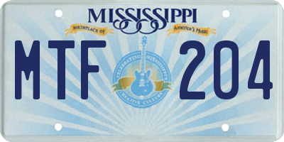 MS license plate MTF204