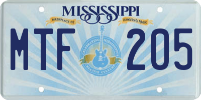 MS license plate MTF205