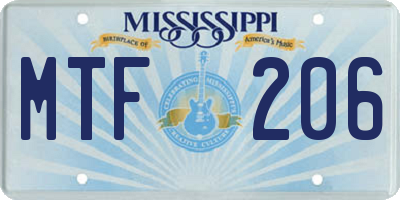 MS license plate MTF206