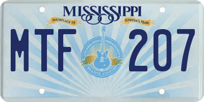 MS license plate MTF207