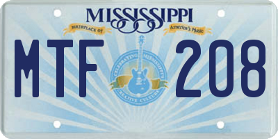 MS license plate MTF208