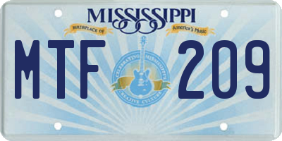 MS license plate MTF209