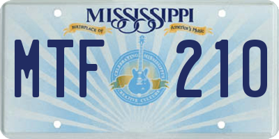 MS license plate MTF210