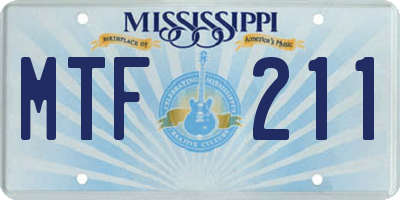 MS license plate MTF211