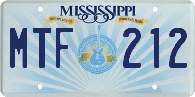 MS license plate MTF212