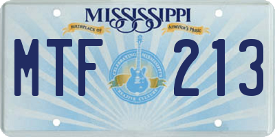 MS license plate MTF213