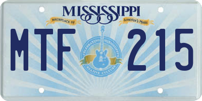 MS license plate MTF215
