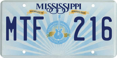 MS license plate MTF216