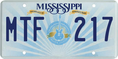 MS license plate MTF217