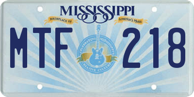 MS license plate MTF218