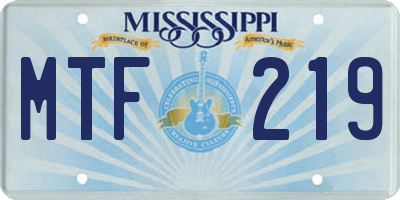 MS license plate MTF219