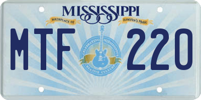 MS license plate MTF220