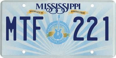 MS license plate MTF221