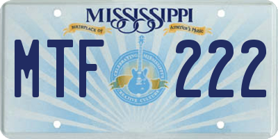 MS license plate MTF222