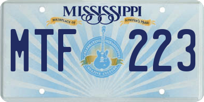 MS license plate MTF223