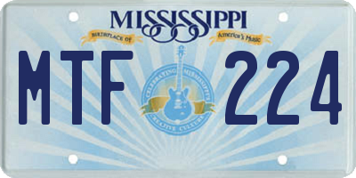 MS license plate MTF224