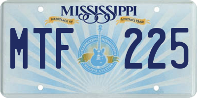MS license plate MTF225