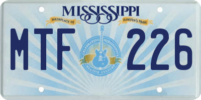 MS license plate MTF226