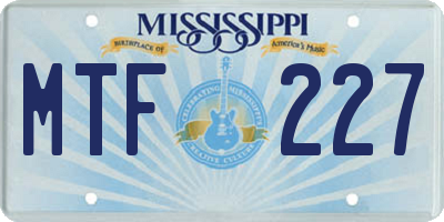 MS license plate MTF227