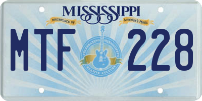MS license plate MTF228