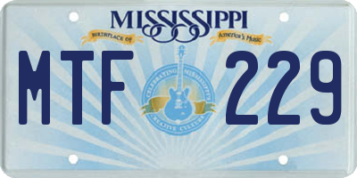 MS license plate MTF229
