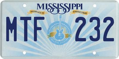 MS license plate MTF232