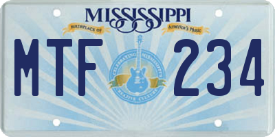 MS license plate MTF234