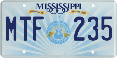 MS license plate MTF235