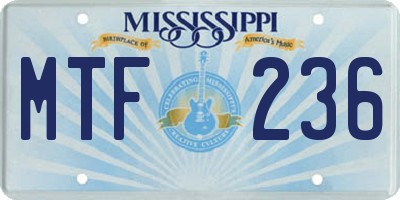 MS license plate MTF236